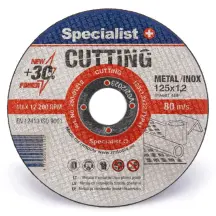 Диск абразивный отрезной по металлу/нержавеющей стали Specialist+ CUTTING 125x1,2x22