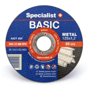 Диск абразивный отрезной по металлу Specialist+ BASIC 125x1,2x22 №1