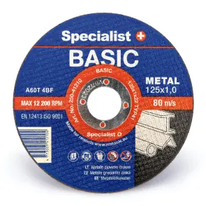 Диск абразивный отрезной по металлу Specialist+ BASIC 125x1x22 №1