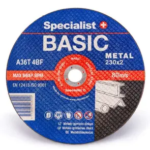 Диск абразивный отрезной по металлу Specialist+ BASIC 230x2x22 №1
