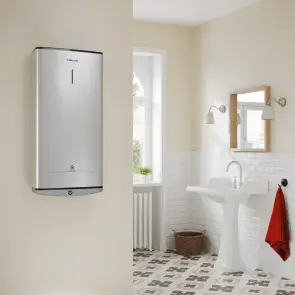 Водонагрівач електр. Ariston плаский слім VELIS TECH 80 EU, 80л, 2*1,5кВт, ун. монтаж, електр. кер-ння, B, Італія, Сірий №3