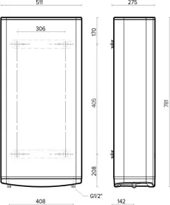 Водонагрівач електр. Ariston плаский слім VELIS TECH 50 EU, 50л, 2*1,5кВт, ун. монтаж, електр. кер-ння, B, Італія, Сірий №4