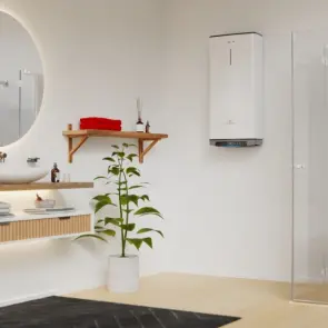 Водонагрівач електричний Ariston VELIS DUNE WIFI 80 EU плаский, слім, 80л, 2*1,5 кВт, емал. нагр. ел, ун. монтаж, ел. кер-ня, B, Італія, білий №9