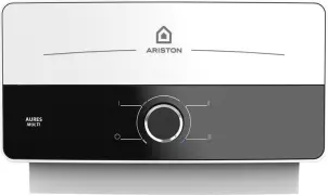 Водонагрівач електр. Ariston AURES M 7 EU проточний, 5л.хв, 7кВт, гор-ний монтаж, мех. кер-ння, A, біло-чорний №1