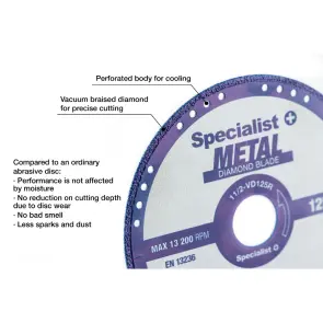 Диск алмазный по металлу Specialist+ METAL 125x22 №4