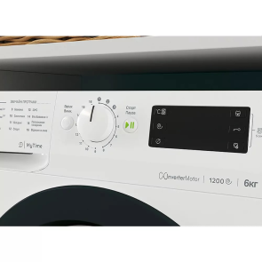Пральна машина Indesit фронтальна, 6кг, 1200, C, 43см, дисплей, інвертор, люк чорний, білий №4