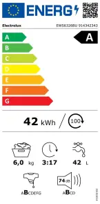Стиральная машина Electrolux фронтальная, 6кг, 1200, A, 41см, дисплей, инвертор, белый №10