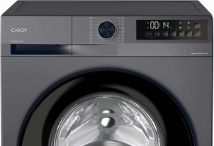 Пральна машина Candy ProWash 300 фронтальна, 8кг, 1400, A, 48см, дисплей, пара, інвертор, люк чорний, cріблястий №7