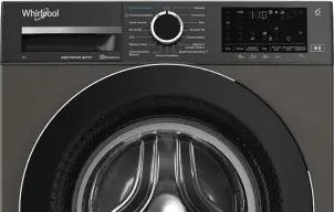 Стиральная машина Whirlpool фронтальная, 8кг, 1400, А, 44.4см, дисплей, пара, инвертор, люк черный, серый №7