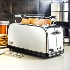 Тостер Russell Hobbs Oxford 1600Вт, длинные слоты на 4 тоста, металл, серебристый №7