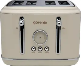 Тостер Gorenje, 950Вт, функц. розморожування, автовідключення, пластик + металл, бежевий
