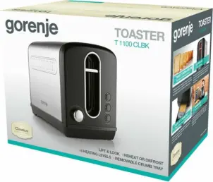 Тостер Gorenje, 950Вт, функц. розморожування, автовідключення, пластик + металл, чорний №6