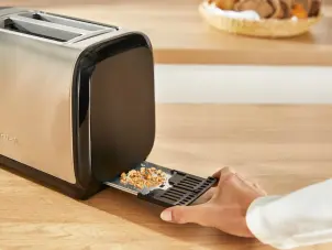 Тостер Tefal Subito 1100Вт, розморожування, щипці, нерж. сталь, чорний №5