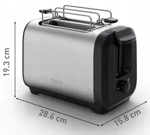 Тостер Tefal Subito 1100Вт, розморожування, щипці, нерж. сталь, чорний №10