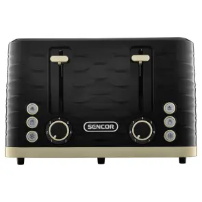 Тостер Sencor 1600Вт, підігрів, розморожування, 4 слоти, пластик, чорно-золотий №2