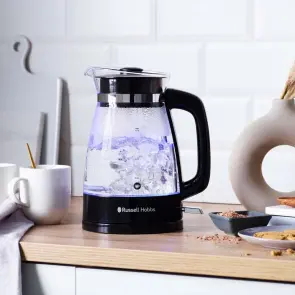 Електрочайник Russell Hobbs Hourglass 1.7л, скло, підсвічування, чорно-сріблястий №5