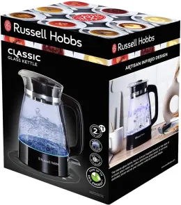 Електрочайник Russell Hobbs Hourglass 1.7л, скло, підсвічування, чорно-сріблястий №8