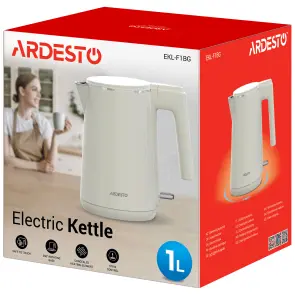 Електрочайник ARDESTO 1л, Strix, подвійні стінки, бежевий №8