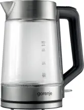 Електрочайник Gorenje 1.7л, 2,200 Вт, strix контроль, скло, нерж