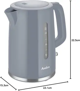 Электрочайник Amica 1.7л, пластик, серый №3