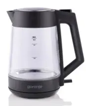 Электрочайник Gorenje 1.7л, 2,200 Вт, strix контроль, стекло, черный
