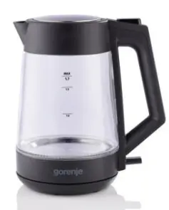 Электрочайник Gorenje 1.7л, 2,200 Вт, strix контроль, стекло, черный №1
