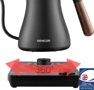 Електрочайник Sencor 0.6л, 5 темп.реж, підтримка температури, мех. управління, нержавіюча сталь, чорний №5