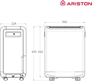 Осушувач повітря Ariston Deos EVO 12, 12л.на добу, 35м.кв , 130м3/год, 210Вт, ел.кер-ня, дисплей, таймер, авто вимк., білий №3