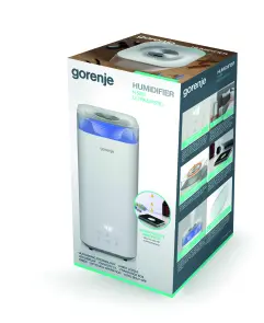 Зволожувач повітря Gorenje H50W 5 л, 20 м2, ультразвуковий, верхня затока, LED дисплей, автовідключення, аромакапсула, холодна пара, білий №8