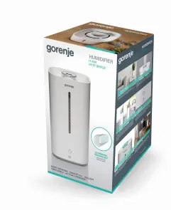 Зволожувач повітря Gorenje ультразвуковий, 20м2, 5л, 500мл/г, електр. кер-ння, верх. залив воды, авт. вимкн, білий №8