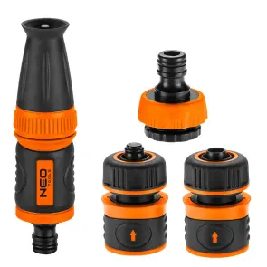 Набор для полива Neo Tools 1/2", ороситель ручной прямой, 2 коннектора для шланга, коннектор для крана 1/2"-3/4" №2