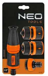 Набор для полива Neo Tools 1/2", ороситель ручной прямой, 2 коннектора для шланга, коннектор для крана 1/2"-3/4" №7
