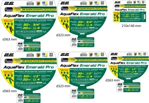 Шланг садовый 2E AquaFlex Emerald Pro 3/4" 50м 4 слоя 20бар -10…+60°C ороситель 2 коннектора адаптер №3