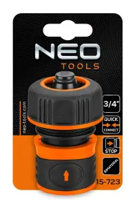 Коннектор для шланга Neo Tools 3/4", с аквастопом, двухкомпонентный №6