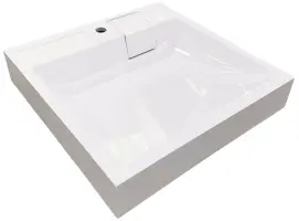 Раковина, умивальник Adamant WASHER NEW, штучний камінь, прямокут., з отвором для змішувача, без переливу, 595х595х115мм, накладний, білий