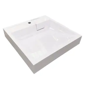 Раковина, умивальник Adamant WASHER NEW, штучний камінь, прямокут., з отвором для змішувача, без переливу, 595х595х115мм, накладний, білий №2