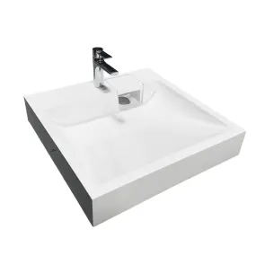 Раковина, умивальник Adamant WASHER NEW, штучний камінь, прямокут., з отвором для змішувача, без переливу, 595х595х115мм, накладний, білий №4