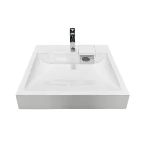 Раковина, умивальник Adamant WASHER NEW, штучний камінь, прямокут., з отвором для змішувача, без переливу, 595х595х115мм, накладний, білий №5