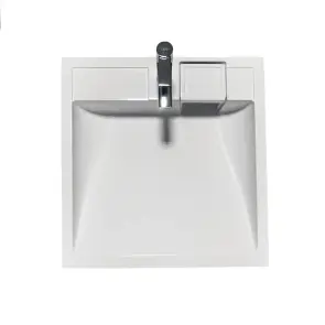 Раковина, умивальник Adamant WASHER NEW, штучний камінь, прямокут., з отвором для змішувача, без переливу, 595х595х115мм, накладний, білий №6