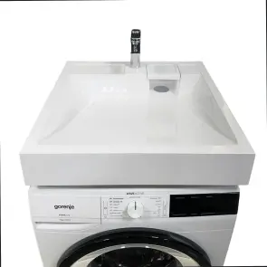 Раковина, умивальник Adamant WASHER NEW, штучний камінь, прямокут., з отвором для змішувача, без переливу, 595х595х115мм, накладний, білий №7