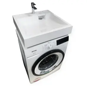 Раковина, умивальник Adamant WASHER NEW, штучний камінь, прямокут., з отвором для змішувача, без переливу, 595х595х115мм, накладний, білий №8
