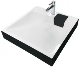 Раковина, умивальник Adamant WASHER NEW, штучний камінь, прямокут., з отвором для змішувача, без переливу, 595х595х115мм, накладний, чорно-білий