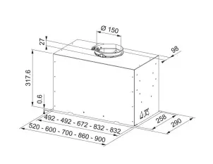 Вытяжка Franke встраиваемая, 70см, 1250м.куб/час, Box Flush Basic FBFE LG A70, светло-серый №6