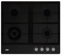 Варильна поверхня Beko газова, 60см, чавун, чорний