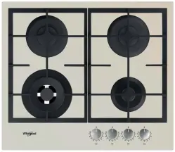Варочная поверхность Whirlpool газовая, 60см, чугун, конфорка с двойным рядом пламени, бежевый