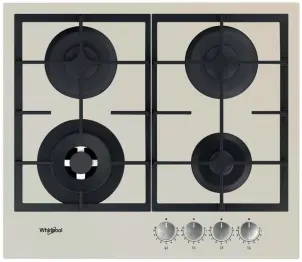 Варочная поверхность Whirlpool газовая, 60см, чугун, конфорка с двойным рядом пламени, бежевый №1