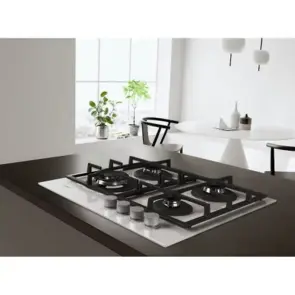 Варочная поверхность Whirlpool газовая на стекле, 60см, чугун, конфорка с двойным рядом пламени, белый №5