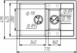 Гранитная мойка для кухни VALESO TOSKANA 7850W матовая Песок №4