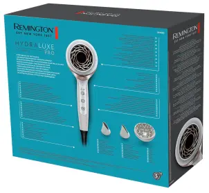 Фен Remington HYDRAluxe PRO, 2200Вт, 3 режима, диффузор, иониз-я, холл. обдув, белый №8