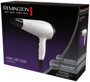 Фен Remington Ionic Dry, 2200Вт, 3 режими,турмалінова іоніз-я, хол. обдув, білий №7